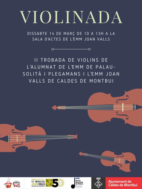 El dissabte 14 de març celebrem la segona edició de la Violinada, amb l’alumnat de violí de l’EMM de Palau-solità i Plegamans i l’EMM Joan Valls de Caldes 🎻